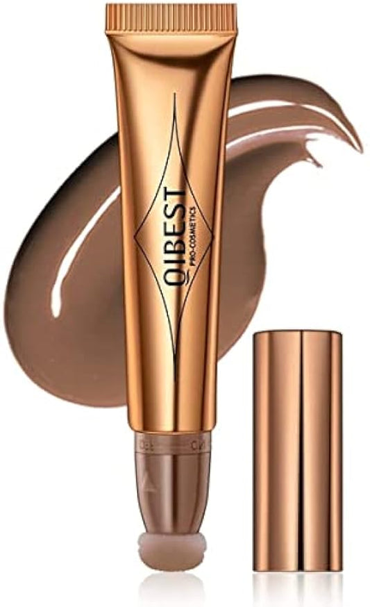 Liquid Contour Beauty Wand, Face Highlighter and Bronze Stick with Cushion Applicator Attached, Shimmer Long Lasting Natural Silky Cream Face Highlighter Bronze Makeup Stick (01# Grey brown)