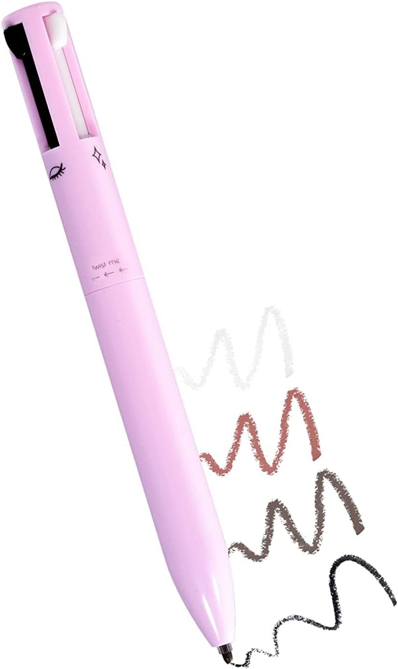 4-in-1 Makeup Pen, Eye Liner, Brow Liner, Lip Liner, & Highlighter Pen, Waterproof All in One Makeup Pen Eye Long-Lasting 4 Color Multi-function Makeup Beauty Pencil (Pink)