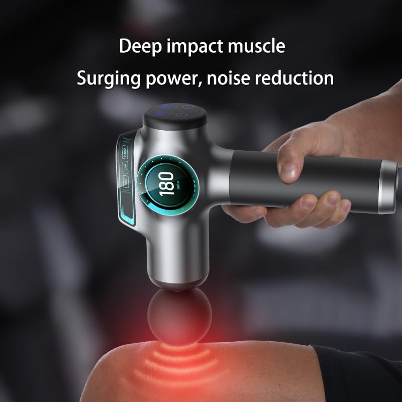 Massage Gun, Deep Tissue Back Massager with 8 Replacement Massage Heads, Impact Massage Gun for Athletes, for Pain Relief, Ultra-Quiet Electric Massager for Healing, Relaxation