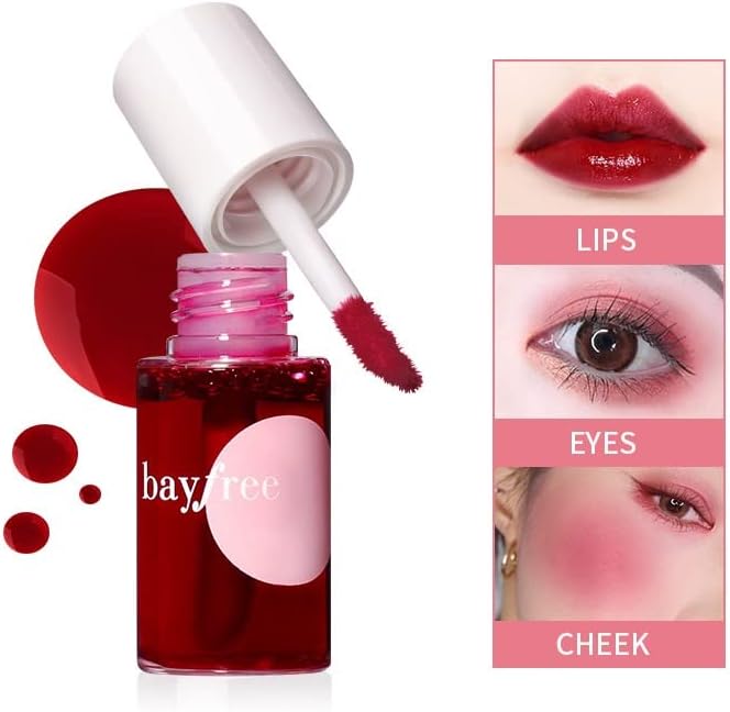 Moisturizing Lip Stain Mirror Lipstick Matte Texture Lip Cheek And Eye Triple-use Lip Gloss Waterproof Sweat Resistant Rich Color Lipstick (CHERRY)