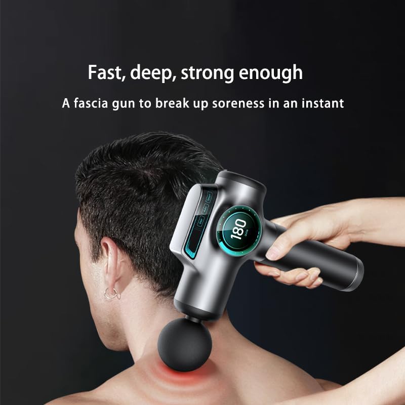 Massage Gun, Deep Tissue Back Massager with 8 Replacement Massage Heads, Impact Massage Gun for Athletes, for Pain Relief, Ultra-Quiet Electric Massager for Healing, Relaxation