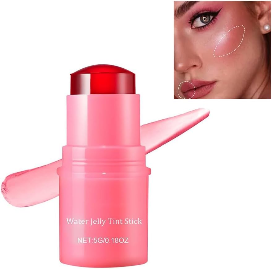 Water Jelly Tint Stick,Blush lip gloss stick Milk Cooling Water Jelly Tint Lip Gloss,Sheer Lip & Cheek Stain,Milk Jelly Tint Jelly Blush Stick,Long Lasting Jelly Texture Moisturising 04 Rose Pink