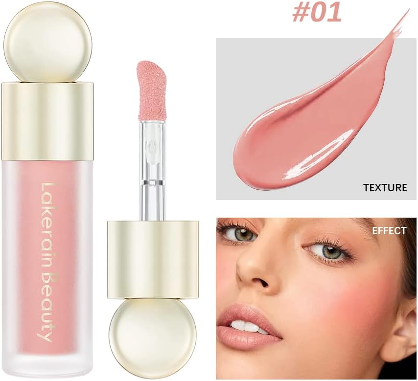 Liquid Blushes, Lightweight Breathable Feel Liquid Blush for Cheeks Natural-Looking Superdewy Liquid Blusher Makeup Long-Lasting Cream Liquid Blush Cosmetics (01)