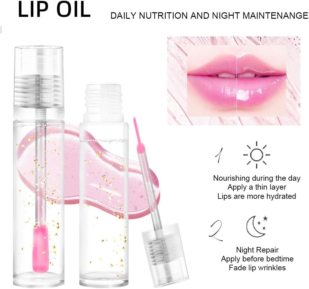 2 PCS Crystal Flower Jelly Lipstick Set, Magical Color Changing Lipstick and Lip Oil Set, PH Transparent Color Temperature Changing Lip Gloss, Long Lasting and Moisturizing Lipstick Set (#6)