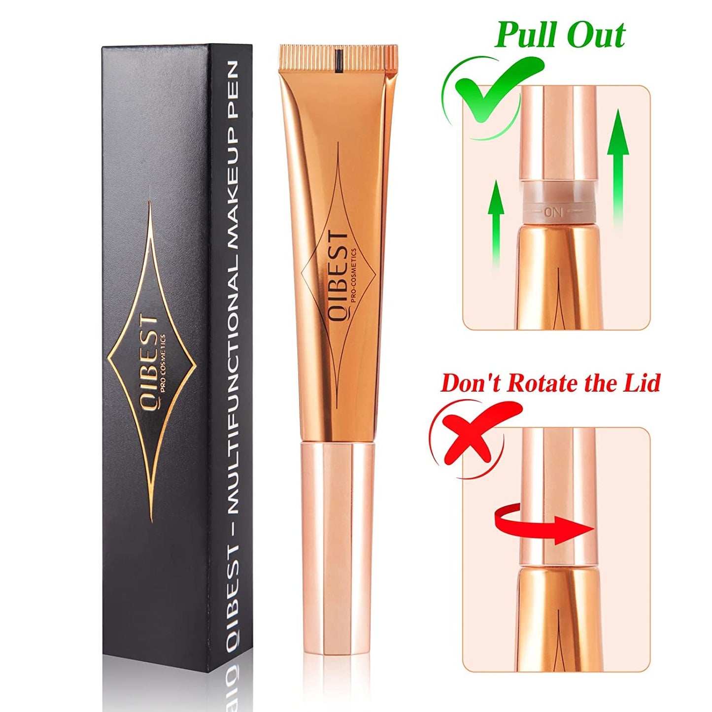 Liquid Contour Beauty Wand, Face Highlighter and Bronze Stick with Cushion Applicator Attached, Shimmer Long Lasting Natural Silky Cream Face Highlighter Bronze Makeup Stick (01# Grey brown)