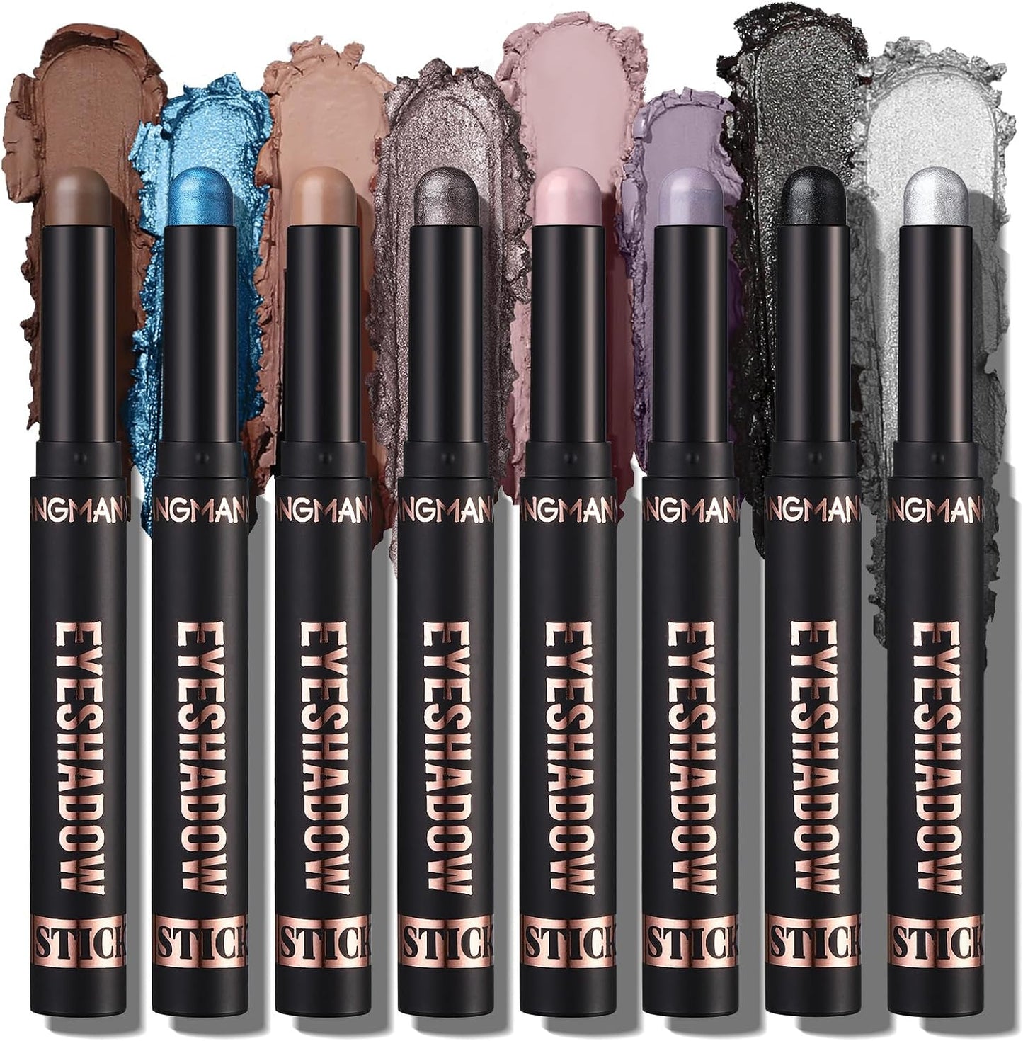 8PCS Eyeshadow Stick Soft Creamy Matte Shimmer Eye Shadow Pencil Crayon Highlighting Pigmented Shiny Eyeshadow Pencil Waterproof Classy Shimmer Eye Shadow Sticks Set (A)