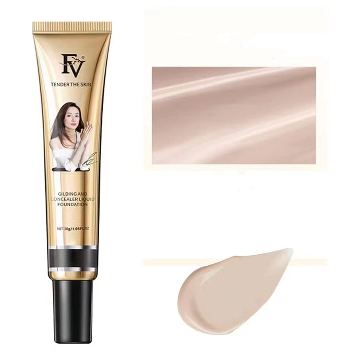 FV Concealer Foundation, Full Coverage Foundation ,Concealer Lasting Nude Makeup Moisturizing Pigment CC Liquid Foundation 30ml 24HR Matte Oil Control Concealer Foundation (#natural)