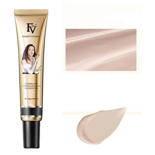 FV Concealer Foundation, Full Coverage Foundation ,Concealer Lasting Nude Makeup Moisturizing Pigment CC Liquid Foundation 30ml 24HR Matte Oil Control Concealer Foundation (#natural)