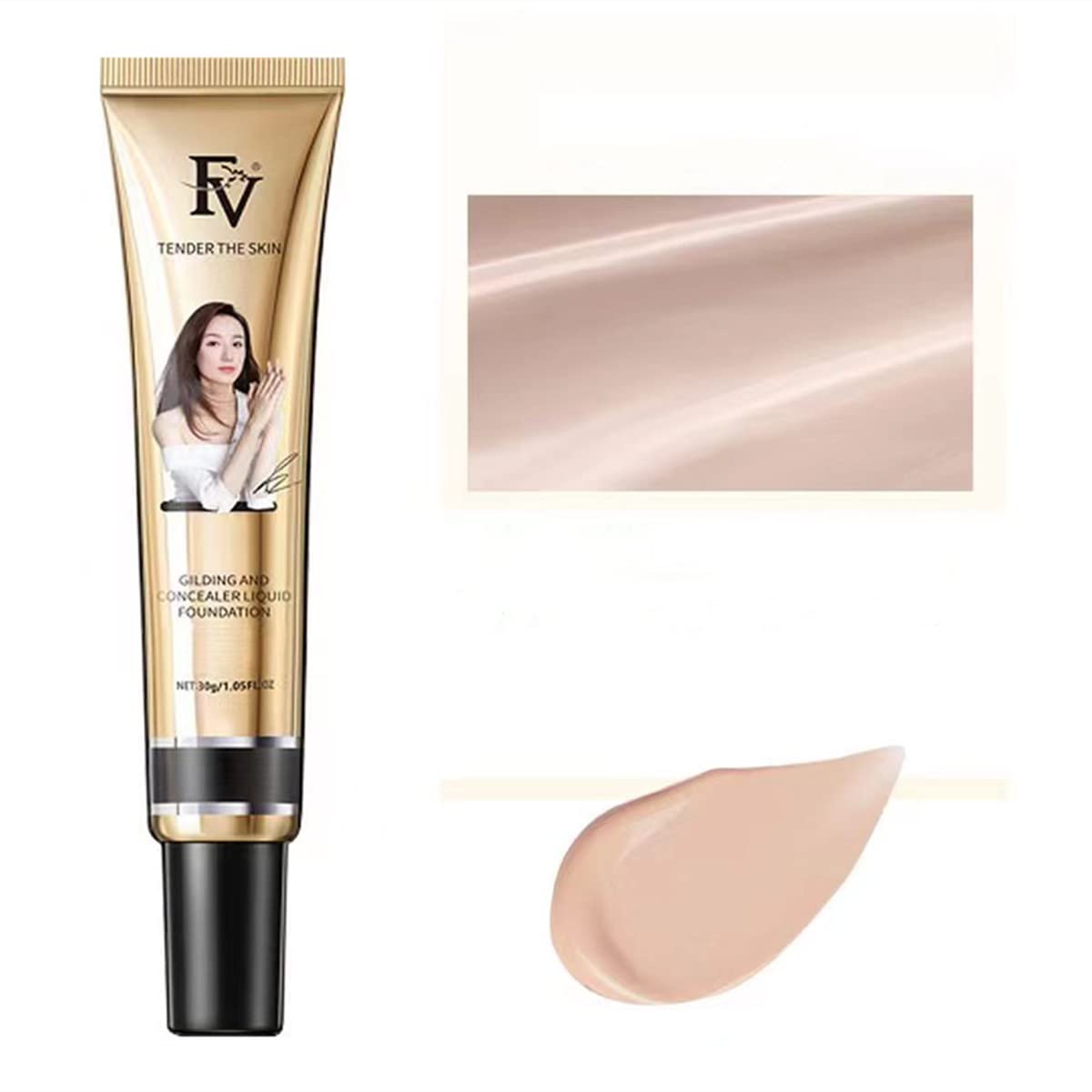 FV Concealer Foundation, Full Coverage Foundation ,Concealer Lasting Nude Makeup Moisturizing Pigment CC Liquid Foundation 30ml 24HR Matte Oil Control Concealer Foundation (#natural)