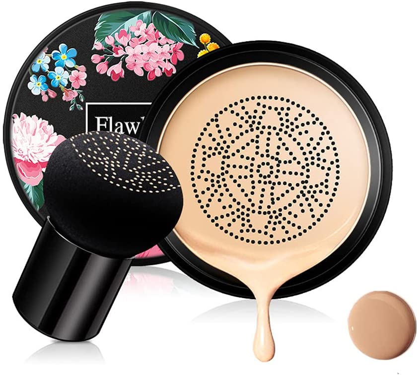 Mushroom Head Air Cushion CC Cream Foundation Cover Concealer Makeup Moisturizing Brightening Pigment Liquid Foundation, Even Skin Tone Makeup Base BB #Natural